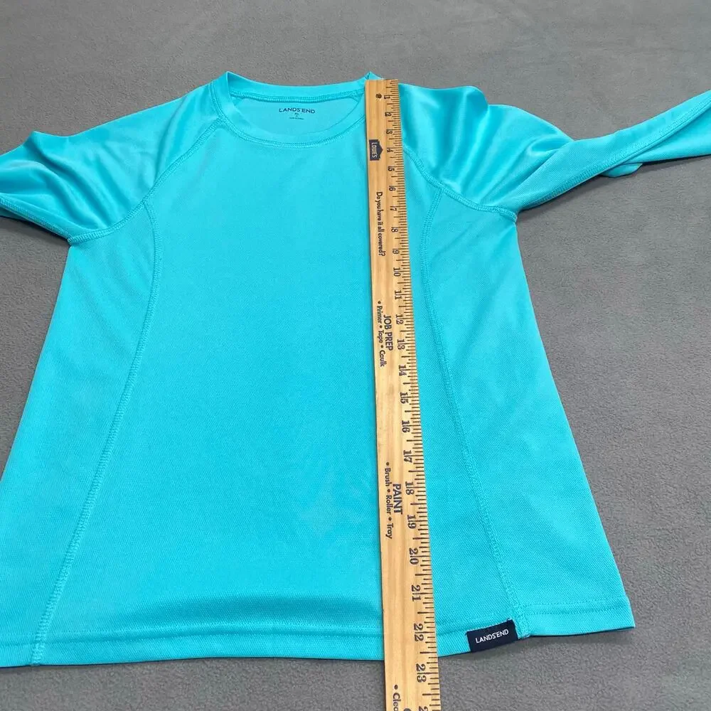 Lands End Swim Rash‎ Guard Kids XL Blue Thumb Holes Long Sleeve Pool Beach
